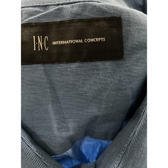 INC Blue Short Sleeve Button-Down Shirt - Picture 3 of 4